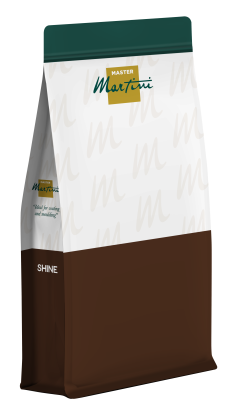 Beg produk Master Martini "Shine" bahagian atas hijau gelap, tengah putih dengan logo, bawah coklat
